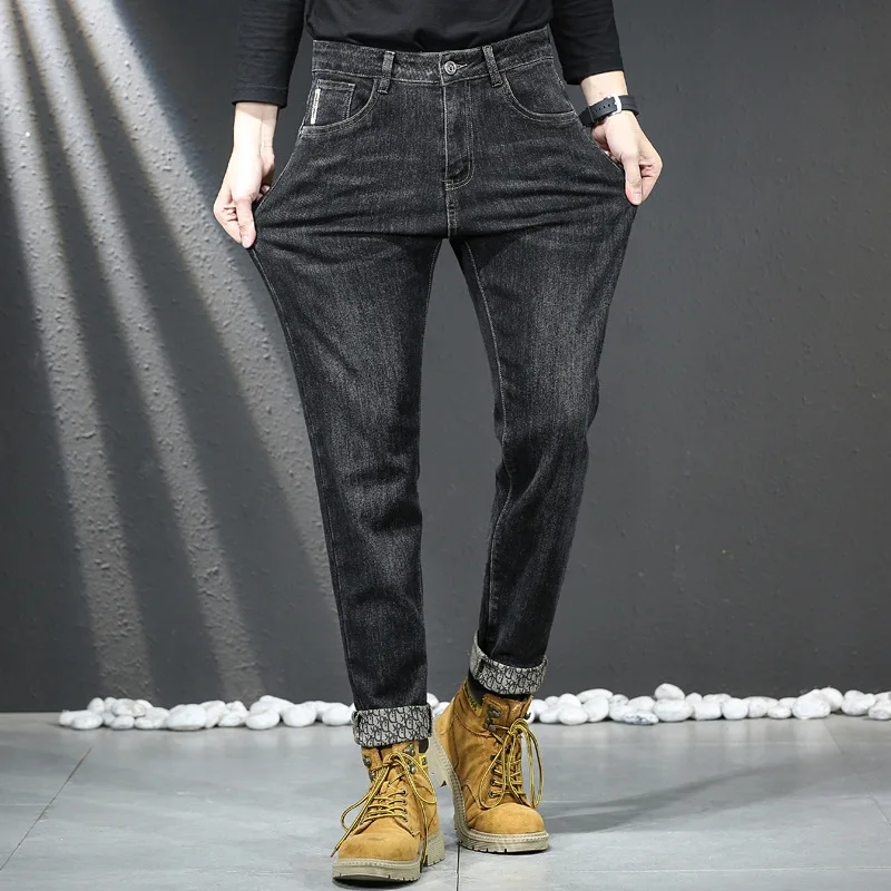 

Новые джинсы, свободные прямые мужские повседневные брюки, универсальные брюки, мужские осенние мужские брюки, длинные