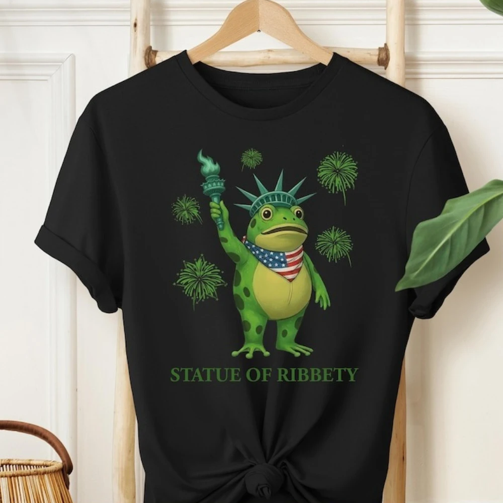 面白いポートランドカエル抗議シャツリベティ像 Tシャツ自由カエル Tシャツ男性女性ファッションカジュアルクルーネックコットン Tシャツトップス
