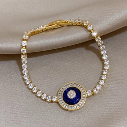 AENSOA Turkish Zircon Evil Eye Bracelet Bangle for Women Gold Color Stainless Steel Bracelets 2023 Trend Lucky Aesthetic Jewelry