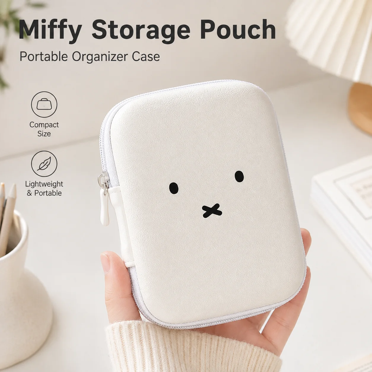 Cute Miffy Hard Shell Storage Case Kawaii Portable Mini Organizer Pouch Multi-functional Cosmetic Tampon Earphone Storage Bag