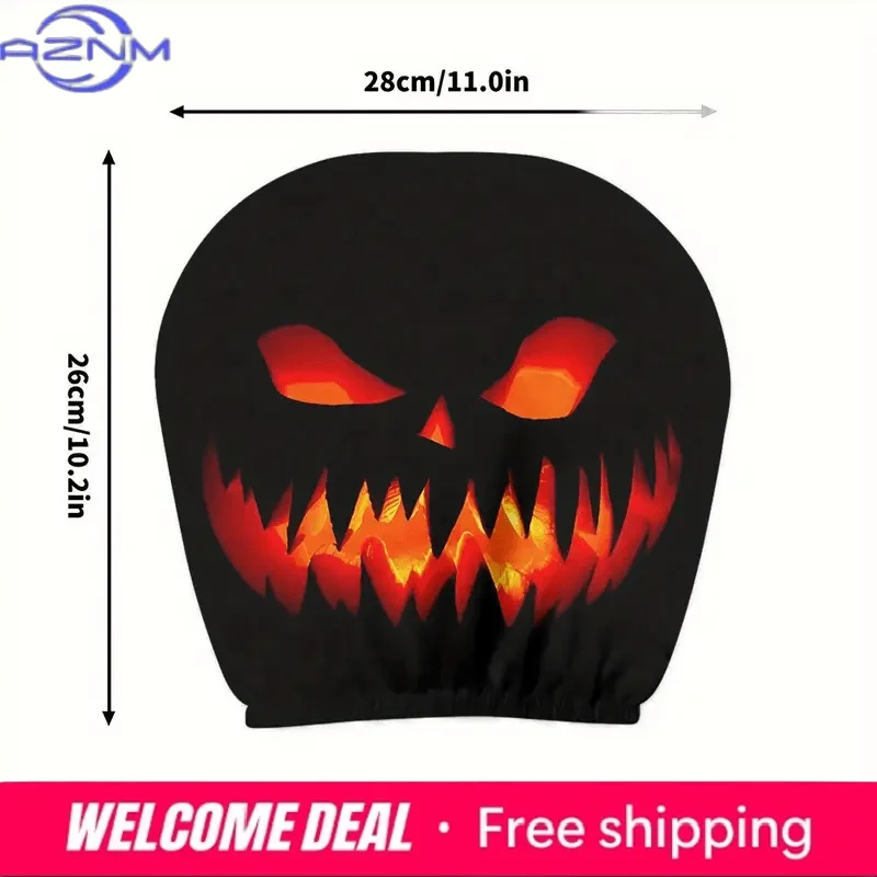 2pcs Pumpkin King Headrest Covers Fit for Cars Trucks Halloween Car Decor Accessories Playful Design Easyinstall Feature