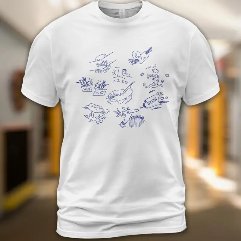 Série télévisée communautaire noms de personnages et gribouillis t-shirt hommes femmes Style Y2K