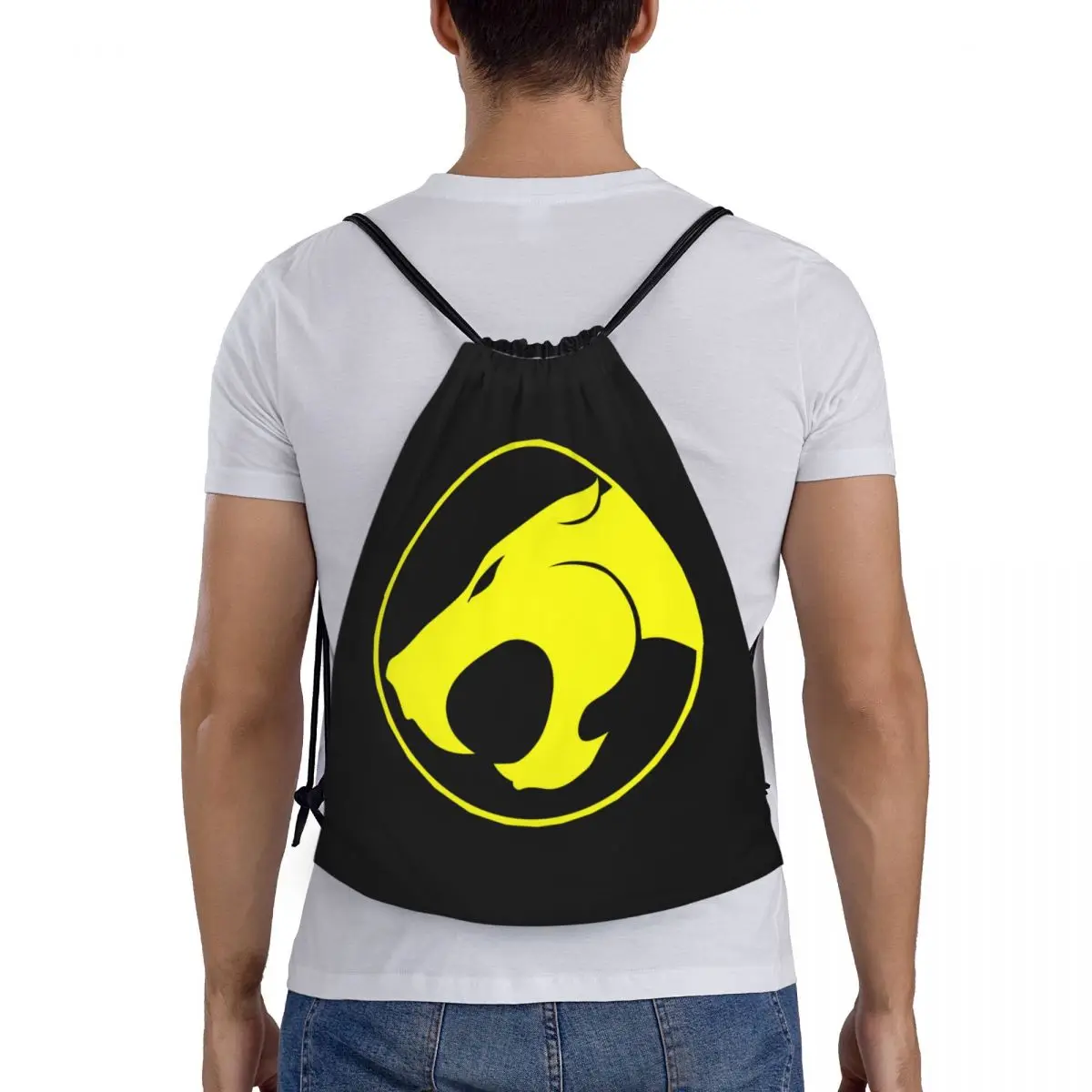 Ransel tali serut Anime Thundercat kustom tas punggung olahraga Gym ringan untuk pria wanita untuk belanja