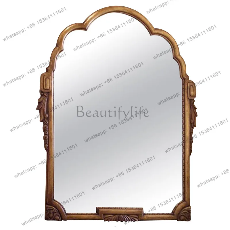 American makeup porch fireplace wall hanging mirror European and American mirror French retro bathroom mirror