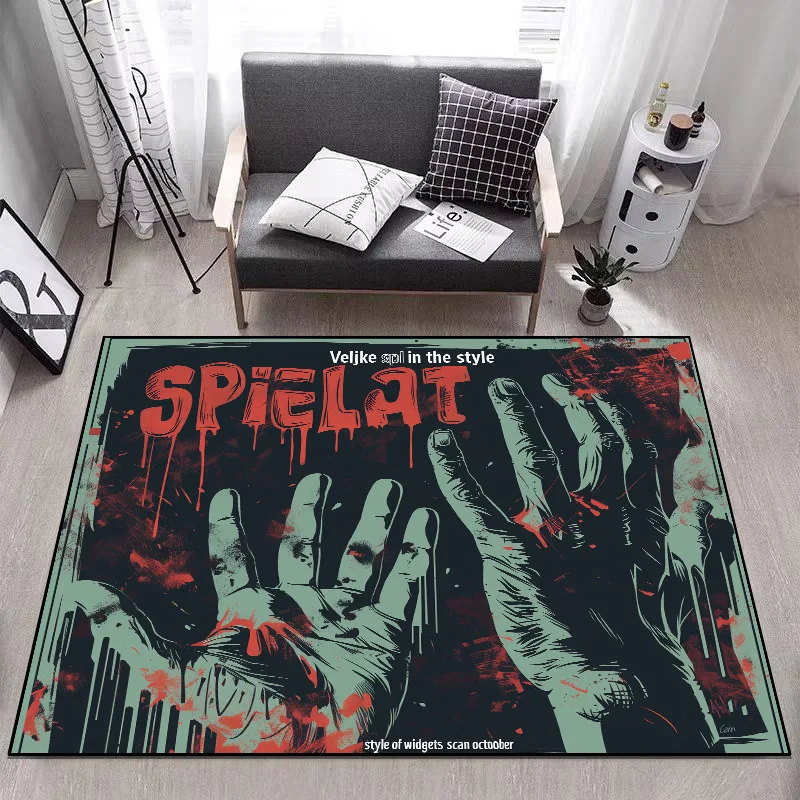 Modern 3D Vision Carpet Scary Halloween Decor Rug Non-slip Anti-fouling Sofa Coffee Table Floor Mat Washable  Entrance Door Mat