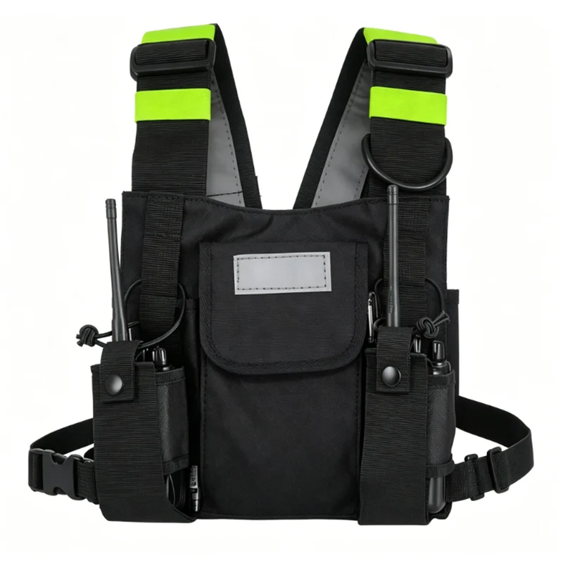 Bolso de pecho para walkie-talkies, riñonera frontal, funda para radio, funda de hombro, arnés de pecho para radio bidireccional, soporte para radio, chaleco, sistema de sujeción, envío directo