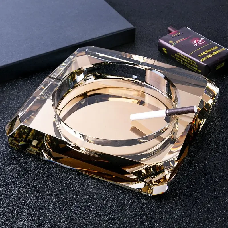 Household KTV Bar Glass Crystal Ashtray Smoking Ash Tray Beautiful Ashtray Father Boy Friend Birthday Gift Accessories
