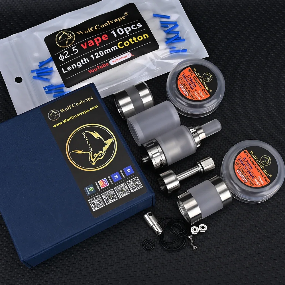 Wolfcoolvape BY-Ka V7 MTL RTA 23mm 3ml Vape Tank 316SS Single Coil Rebuildable Atomizer Full Kit Version for E-Cigarette Mods