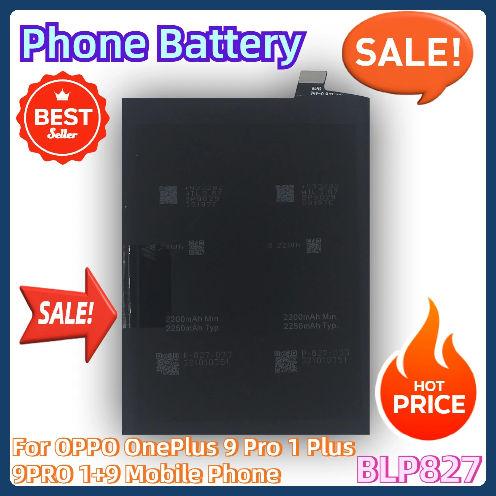 For OPPO OnePlus 9 Pro 1 Plus 9PRO 1+9 Mobile Phone BLP-827 Built-in Internal Batteries BLP827 Latest Replacement Battery