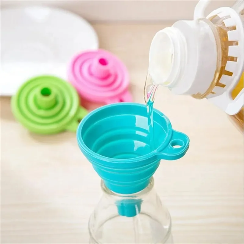 Silicone Foldable Funnel Household Kitchen Cooking Tools Portable Collapsible Funnels For Filling Bottle Liquid Transfer