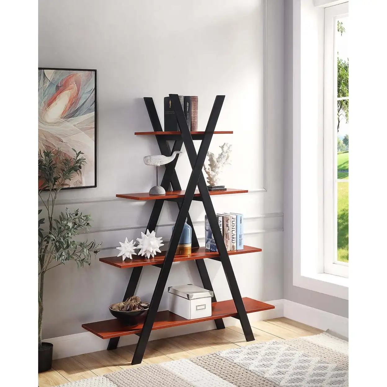 

Oxford A Frame Bookshelf, Cherry and Black