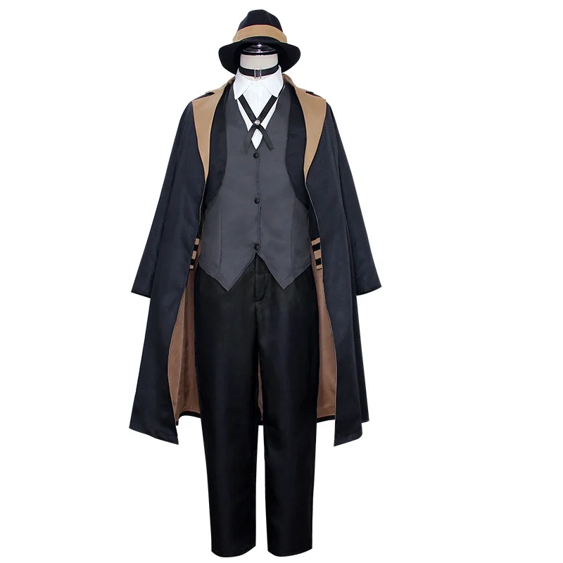 Anime Bungou Stray Dogs Nakahara Chuuya Cosplay  Costumes Jacket Full Set with Hat Gloves  Anime Clothes Wig Halloween Party view 2