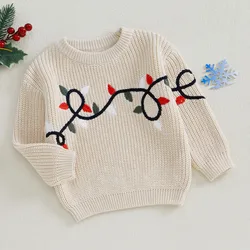 RUEWEY 0 to 3 Years Christmas Baby Girl Boy Knit Sweater Autumn Winter Clothes Long Sleeve O Neck Light Embroidery Pullover