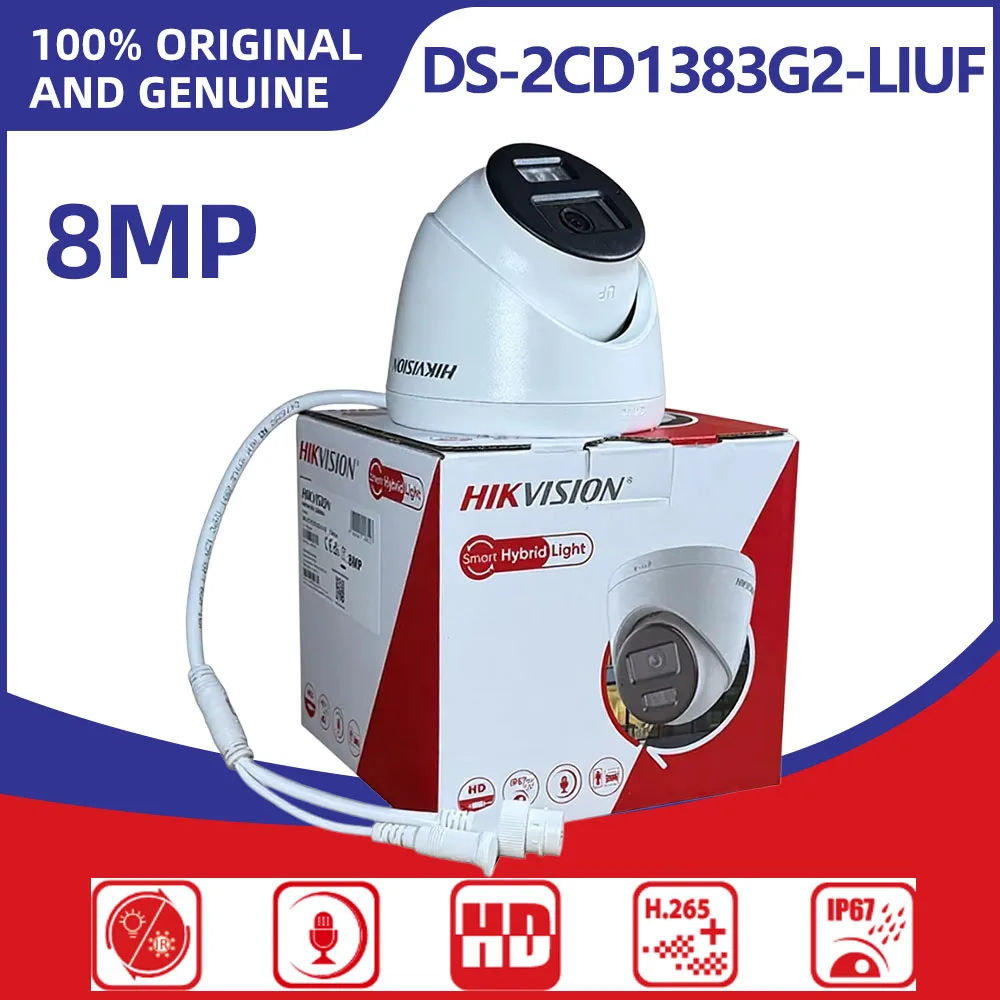 

Hikvision 8MP Turret Network Camera DS-2CD1383G2-LIUF DS-2CD1383G2-LIUF/SL Smart Hybrid Light Two-Way Audio IP67 PoE CCTV Camera