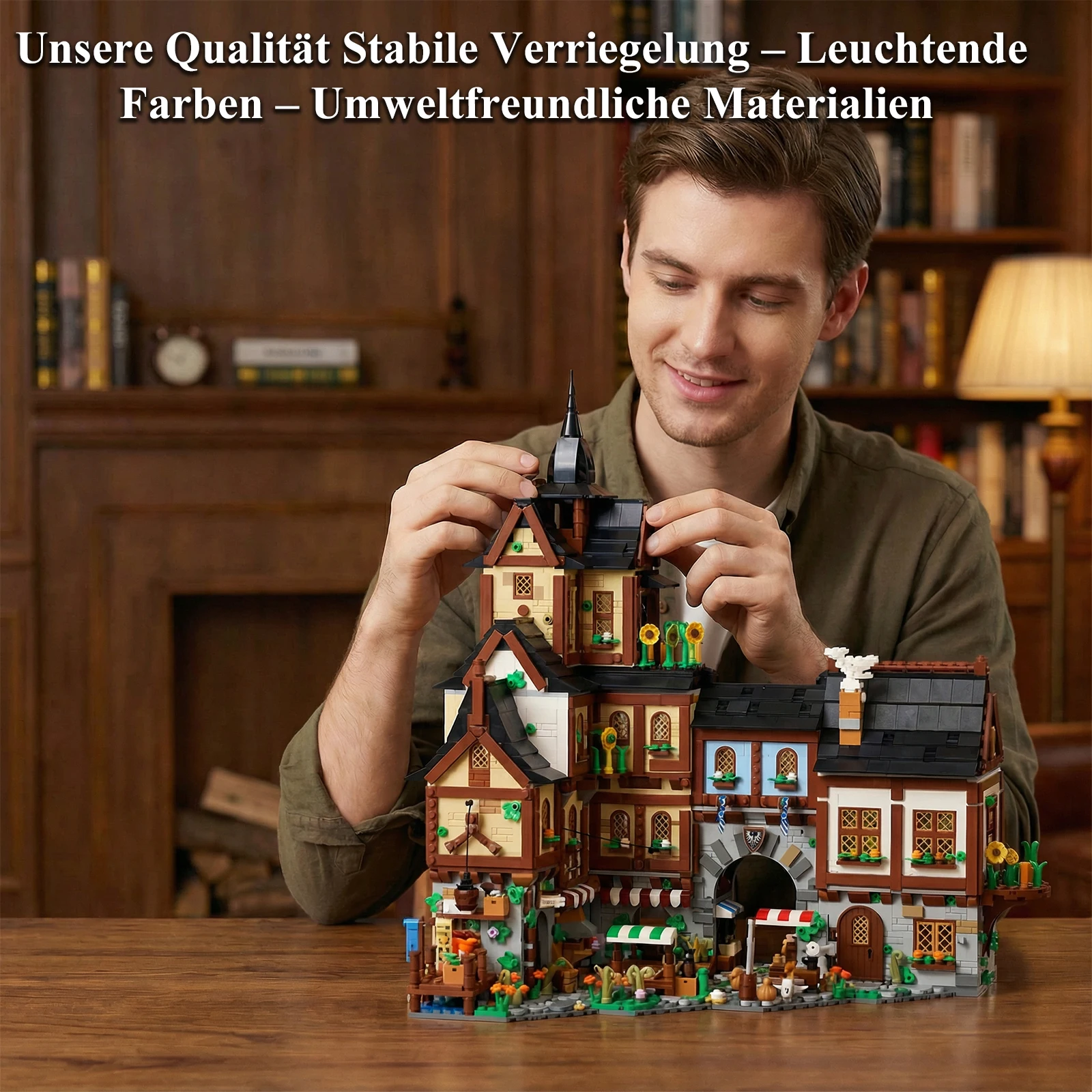 3867Teile Klemmbausteine Mittelalterliches Europäisches Stadt-Bausteinset Architektur-Straßenansicht Modular Modell DIY-Montage-Spielzeug für Erwachsene und Kinder – Detail 11
