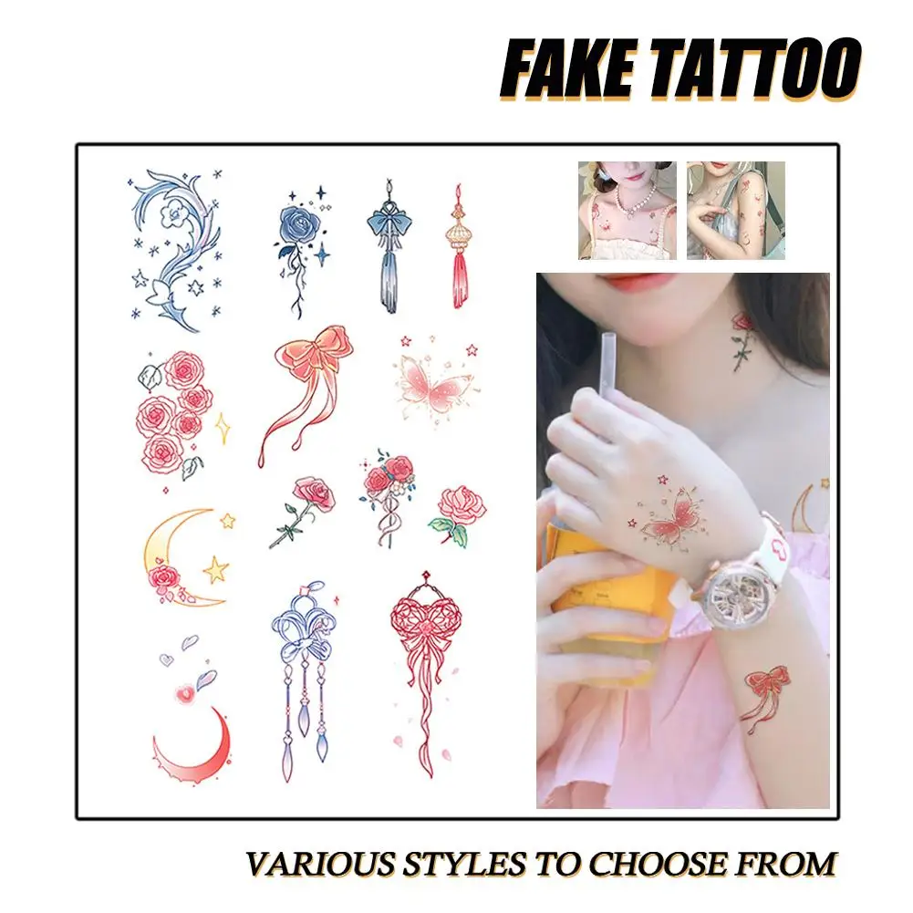 Temporary Fake Tattoo Sticker Colorful Flower Tattoo Body Sticker Paster Water Art Transfer Delicate Waterproof Decal Decor K2t9