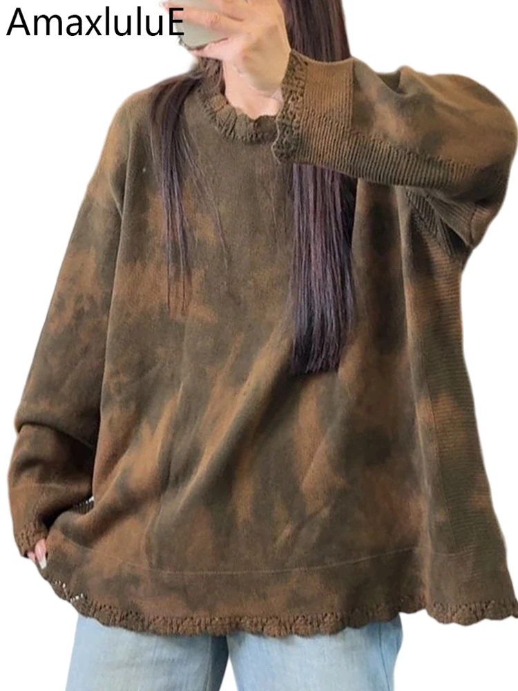 

Amax LuluE 2025 Winter Warm Korean Jumpers Womens Classic Loose Vintage Soild Sweaters Ladies Elegant Streetwear Luxury Pullover