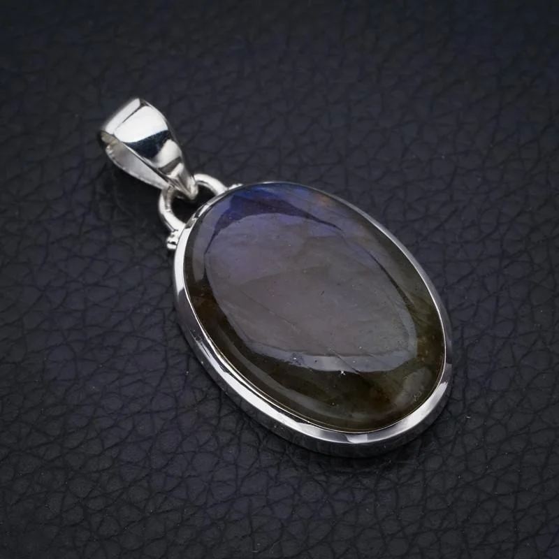 

StarGems Natural Blue Fire Labradorite Handmade 925 Sterling Silver Pendant 1.5" F5239