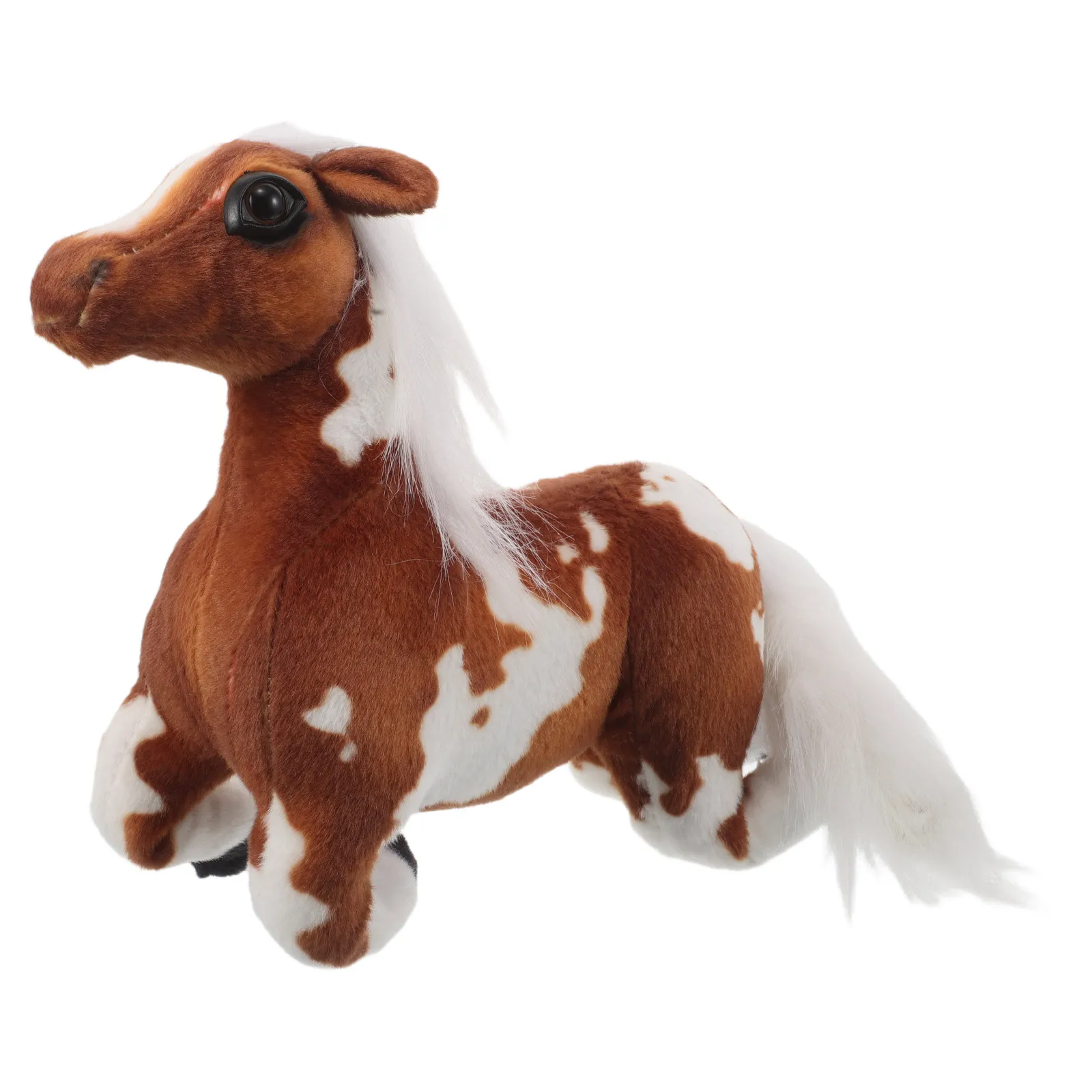 Brown Realistic Horse Stuffed Animal Standing Design 26x26cm 2026 Chinese Lunar New Year Mascot Spring Festival Home Decor