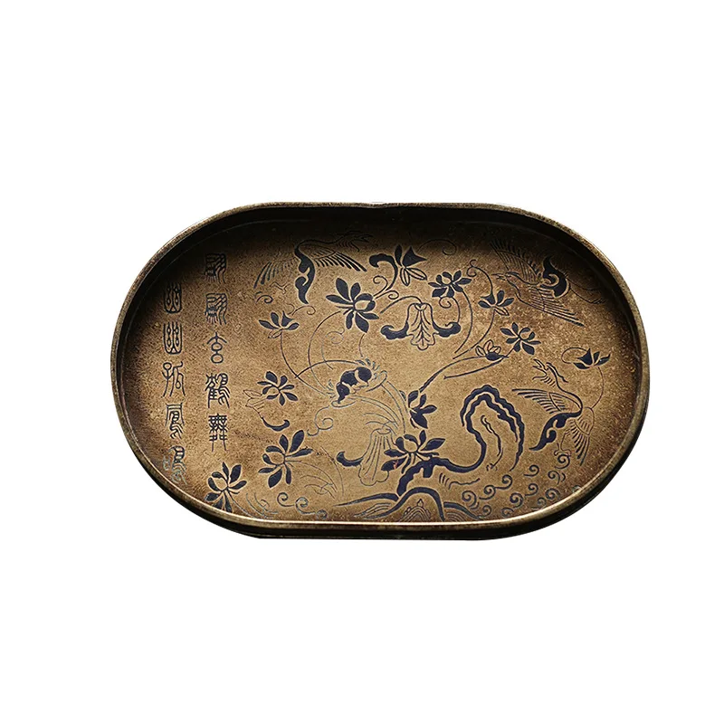 Imitation bronze pot painted Brass Teapot for old bronze plate pot pad manual seal cutting tray tea tray