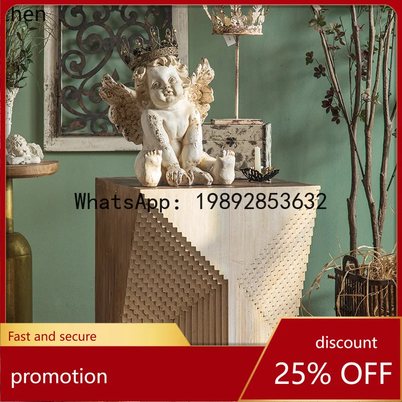 YFY  Polygonal Cafe Wooden Sofa Side Table Decorative Ornament In Stock Living Room Bedroom Vintage Distressed Corner Table