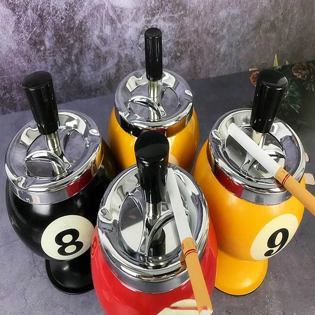 

Billiard Ball Ashtray Stainless Steel Large Capacity Windproof Tabletop Cigarette Holder Household Smoke Accessories Home Decor