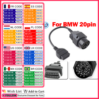 OBD2 Adapter For BMW 20pin to OBDII 16pin Connector For BMW E39 E38 E53 X5 Z3 E36 E46 High Quality Car Diagnostic Cable