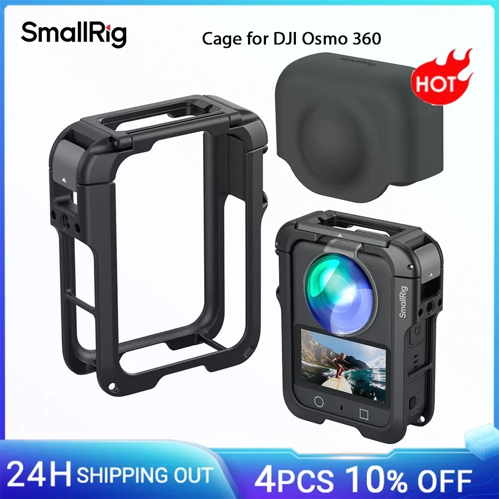 

SmallRig Cage for DJI Osmo 360 with Silicone Lens Cover 1/4"-20 Screw with Anti-Twist Pins Cold Shoe Ultra-Lightweight 48g -5704