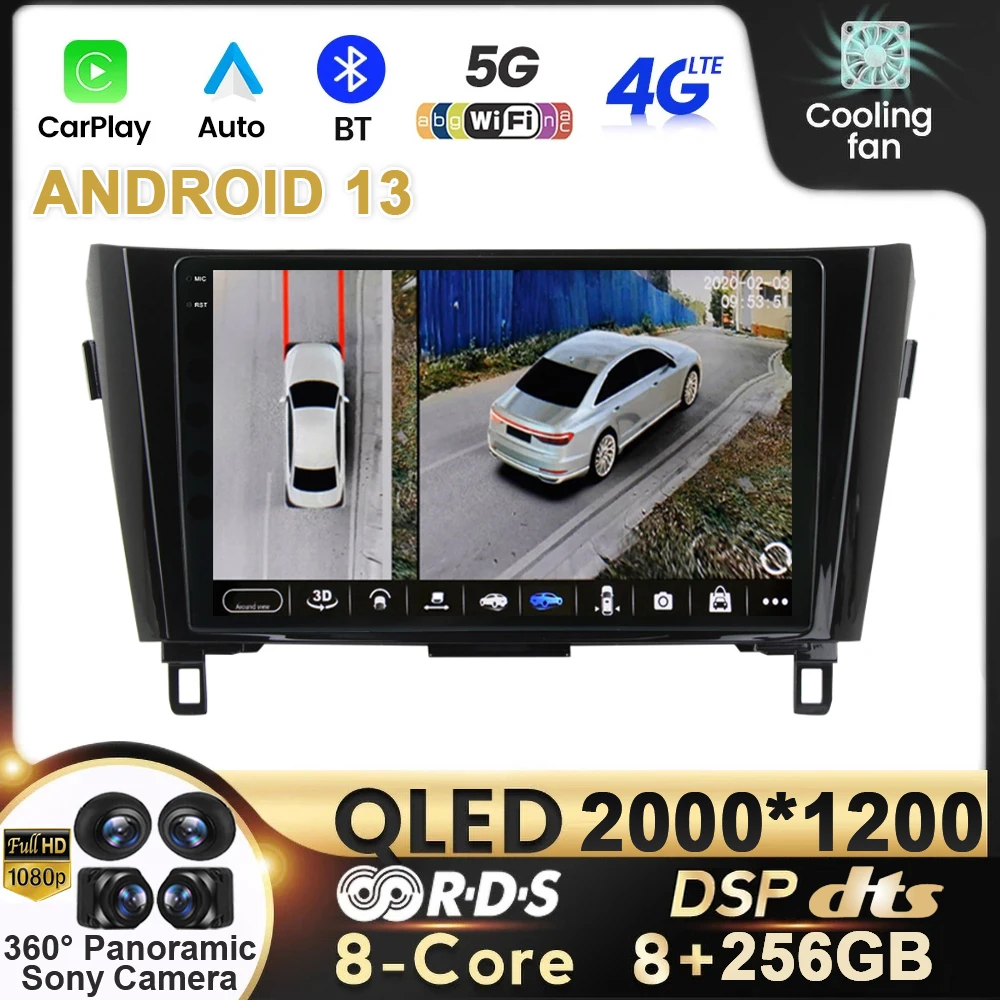 

Car Radio Android 13 For Nissan Qashqai J11 X-Trail 3 T32 2013-2017 Navigation GPS DSP Multimedia QLED Video Player 4G Carplay