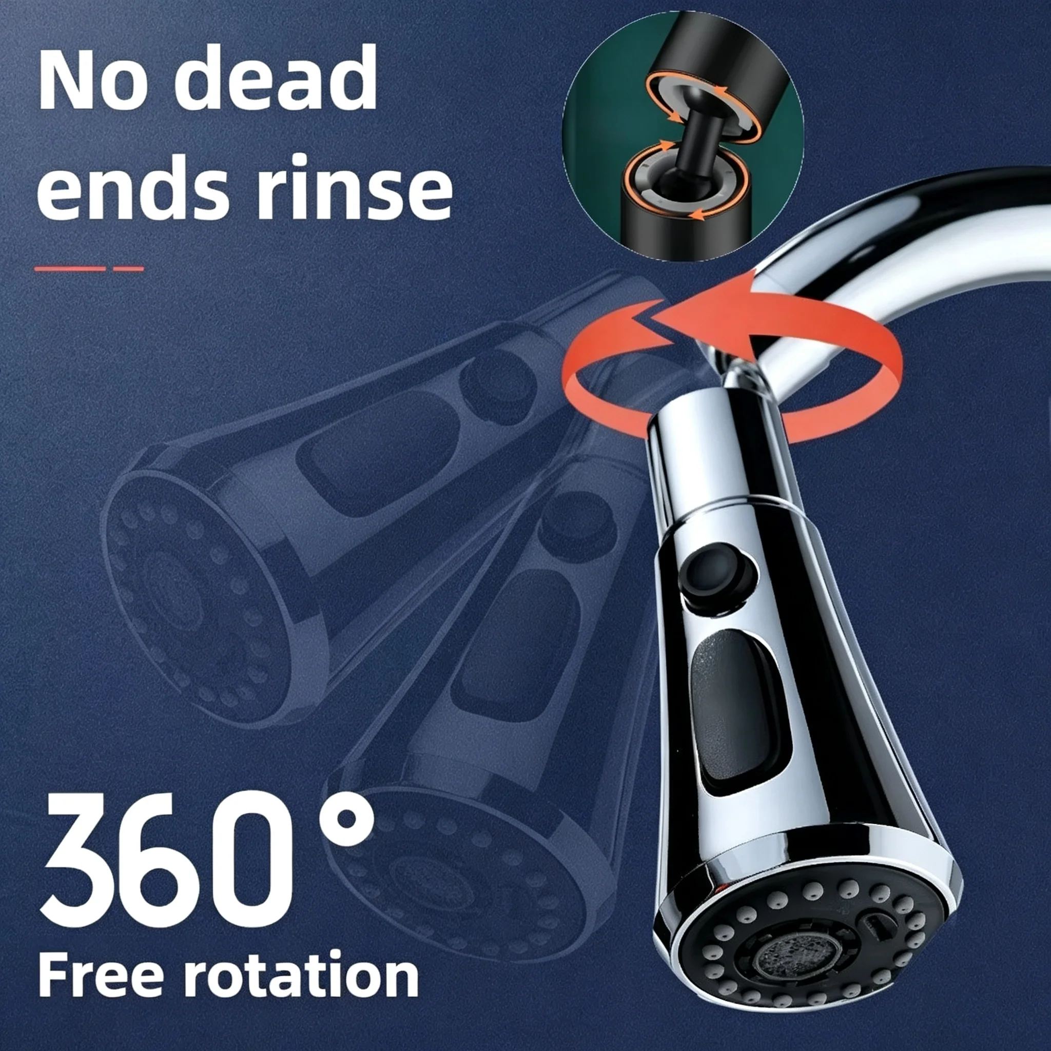 Home Bathroom Taps - Faucet Extender Metal Three Modes Head