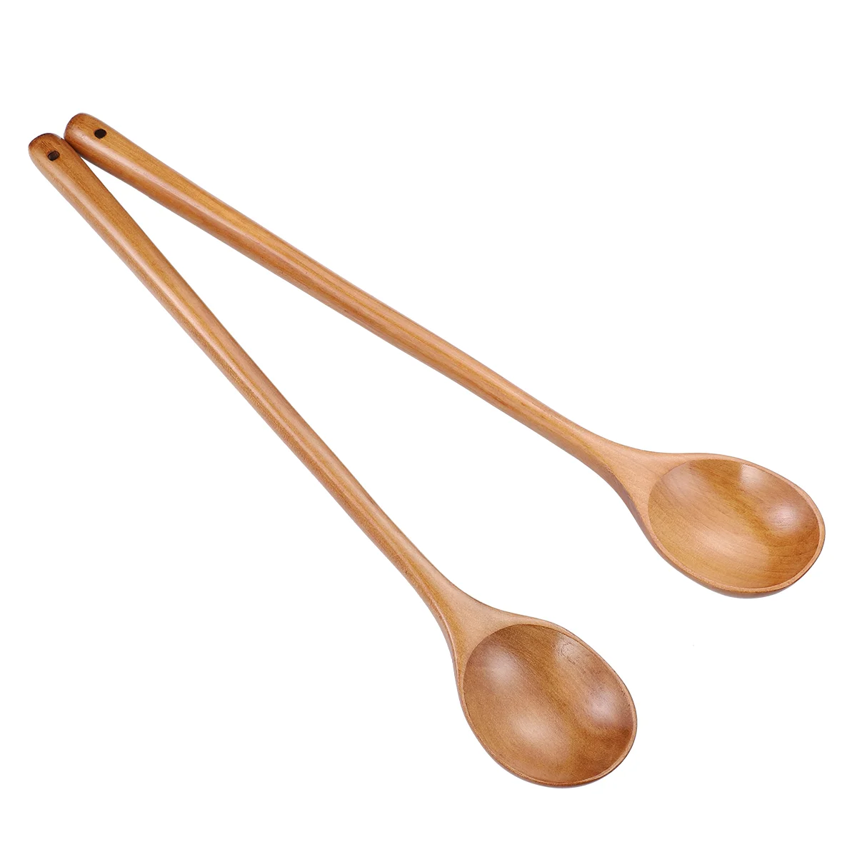 OUNONA 2 uds mango largo de madera cuchara de cocina resistente al calor cuchara mezcladora utensilio hecho a mano para cocina restaurante