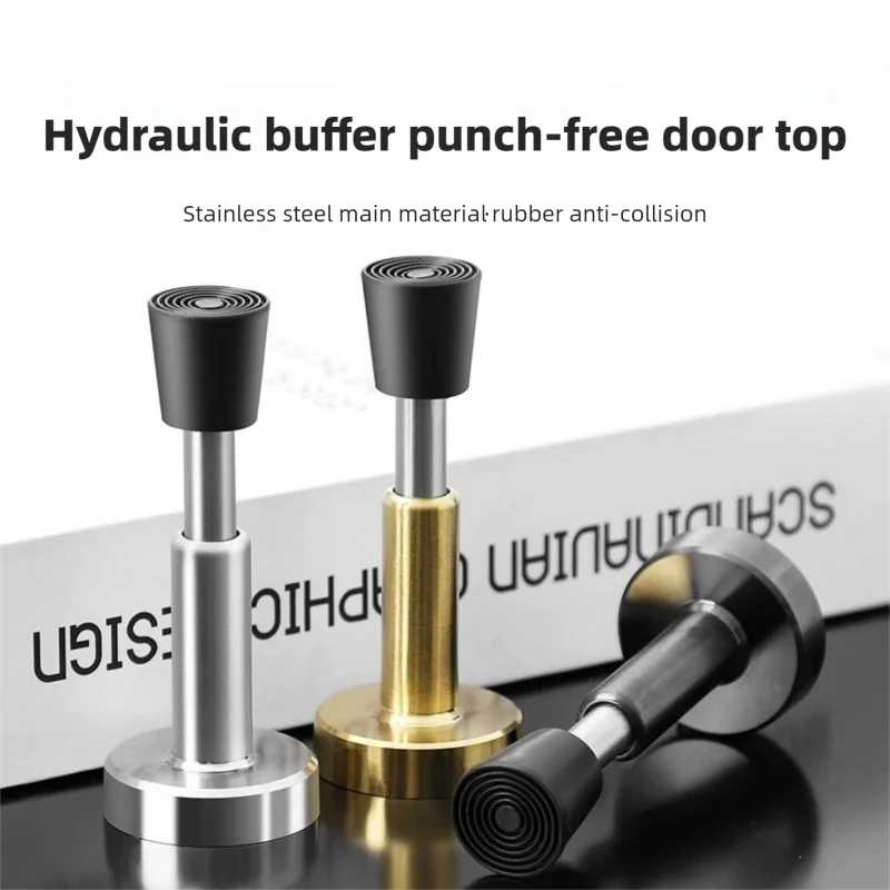 

No-Drill Door Stopper - Hydraulic Buffer Silent Door Stop, Anti-Collision Door Holder for Entry Door, Glass Door