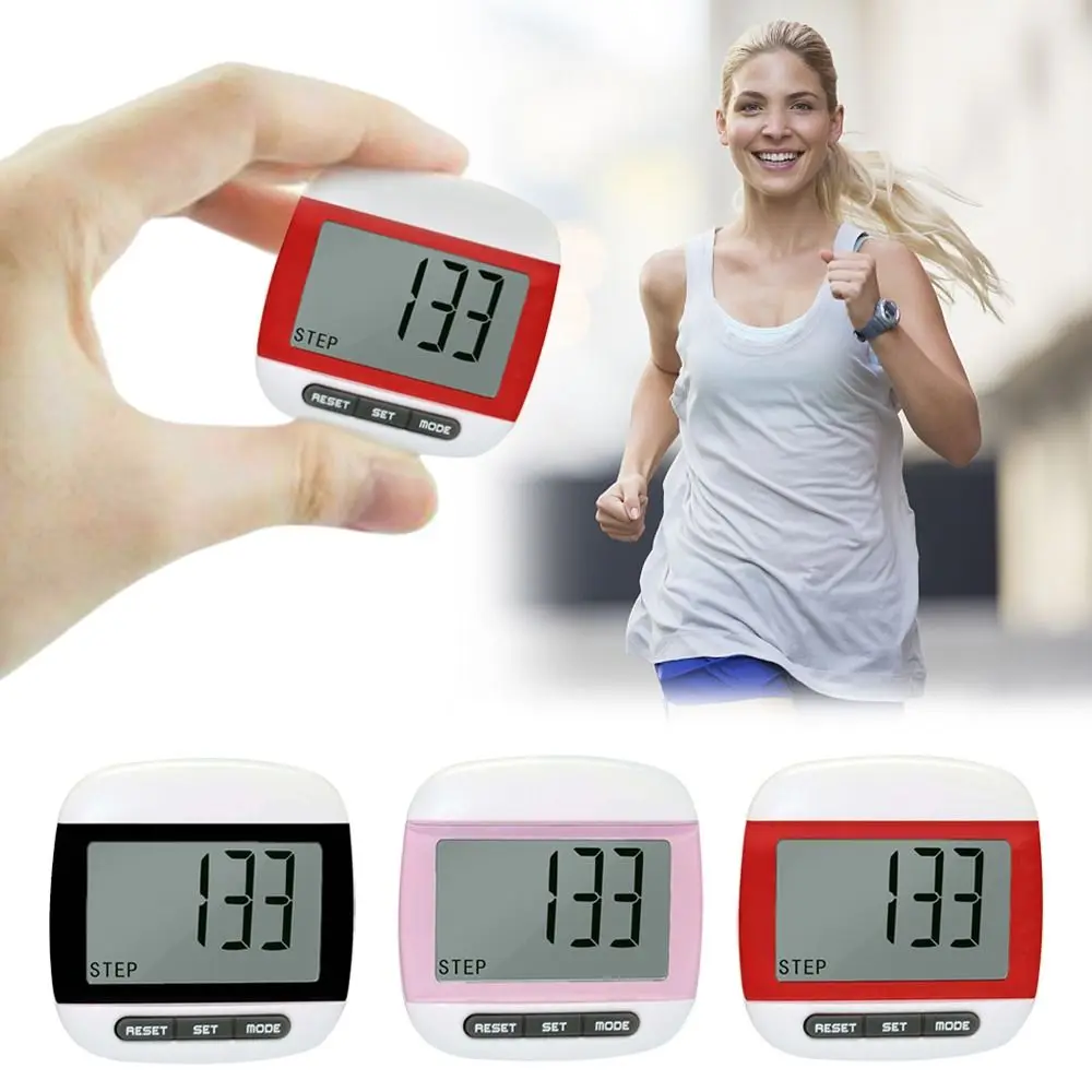 مشبك حزام المشي الصغير المحمول LCD عداد الخطى الجيب الرقمي خطوة كيلومتر عداد المشي عداد الخطى