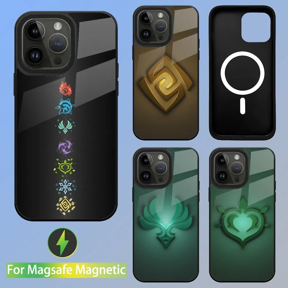 Game G-Genshin Impact Logo Phone Case For iPhone 15,14,13,12,11,Plus,Pro,Max Mini Magsafe Magnetic Wireless Charging