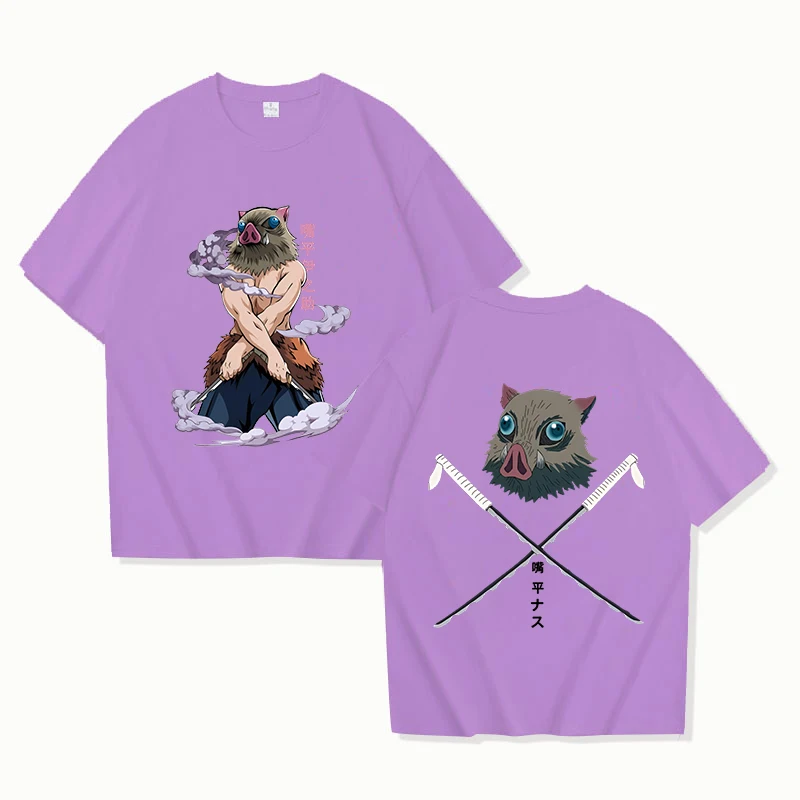 New Hot Anime Hashibira Inosuke Printed T-shirts Women Men Fashion Casual Loose Round Neck Creative Personalized T-shirts