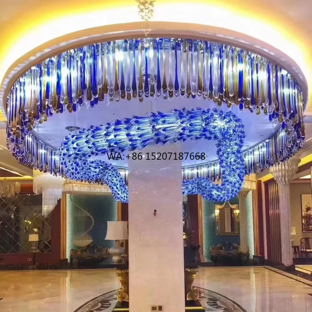 Modern Style Large Luxury Hanging Crystal Glass  Ceiling   for Hotel Lobby Banquet Hall Club Hallway