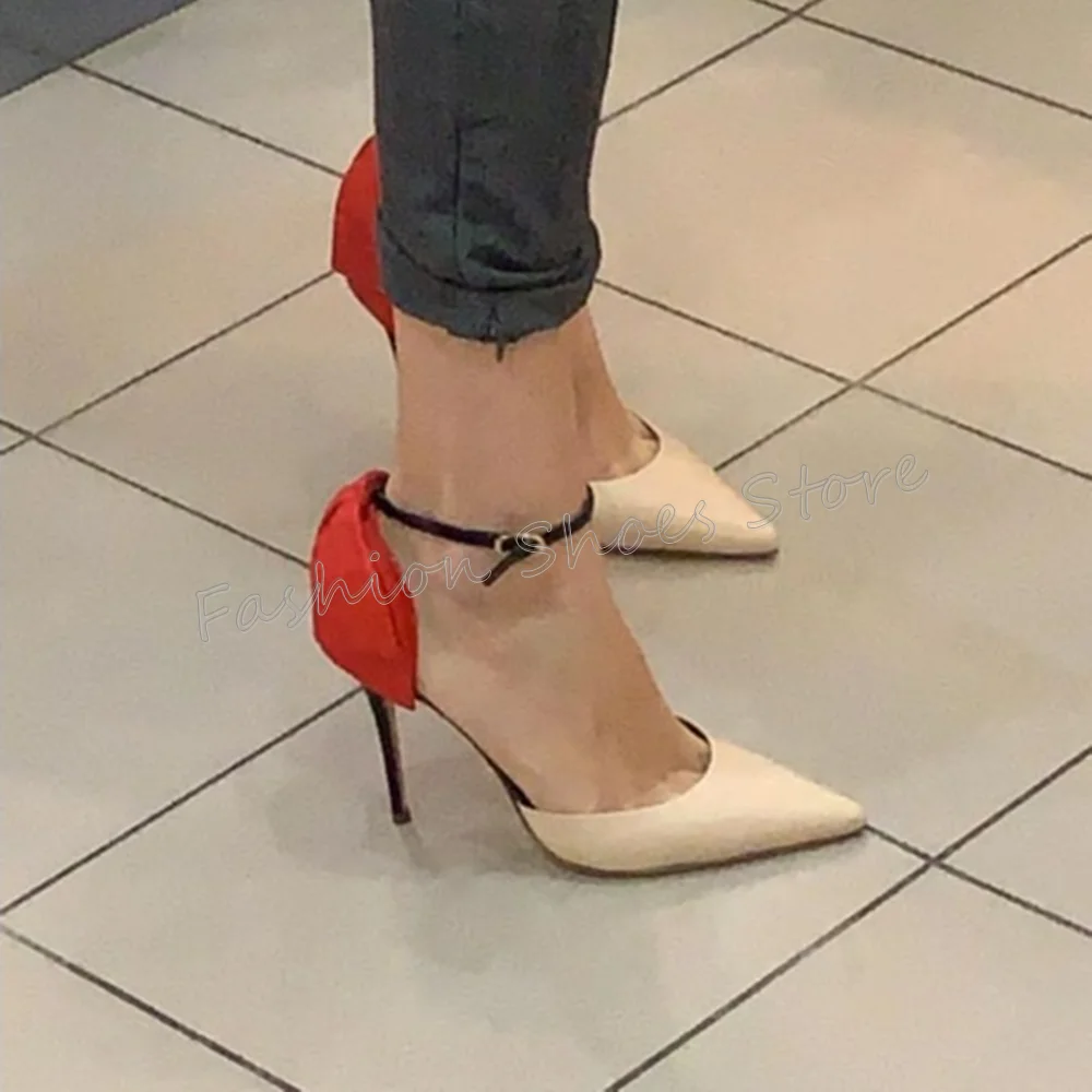 

Apricot Ankle Buckle Pointed Toe Sandals Matte Leather Thin High Heels High Heel Shoes for Women Heels 2025 New Zapatos Para Muj