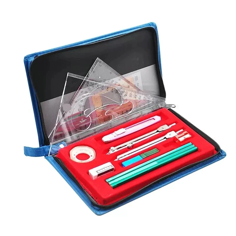 1 компл. плоттер, студенческая комбинация, практичный механический строительный инженерный набор инструментов для рисования, треугольная линейка, большой набор компаса