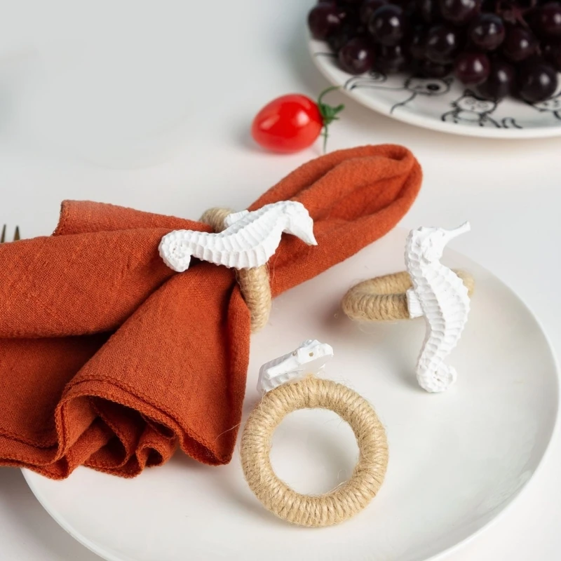 Table Napkin Holders with Marine Theme Styling, Coastal Character, and Natural Fiber Base for Family Dinners, Parties, and Guest