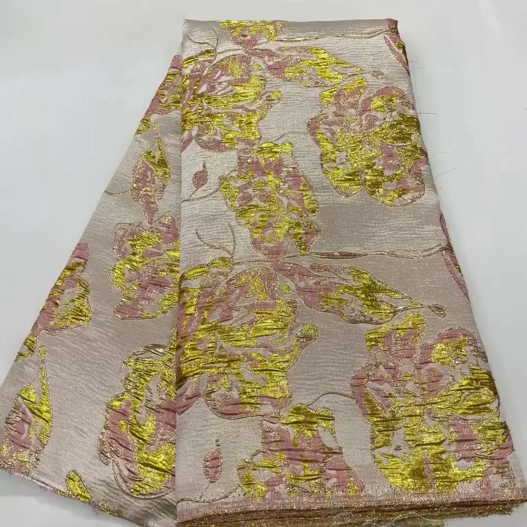 

Brocade Jacquard French Fabric African Dresses for Women Organza Embroidery Pure Party Dress Material for Clothes 5 Yards AH1383