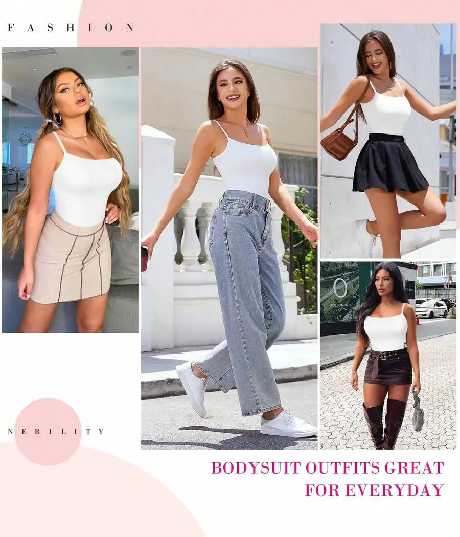 Nebility Thong Shapewear Bodysuit Tummy Control Seamless Body Shaper Square Neck Tank Top