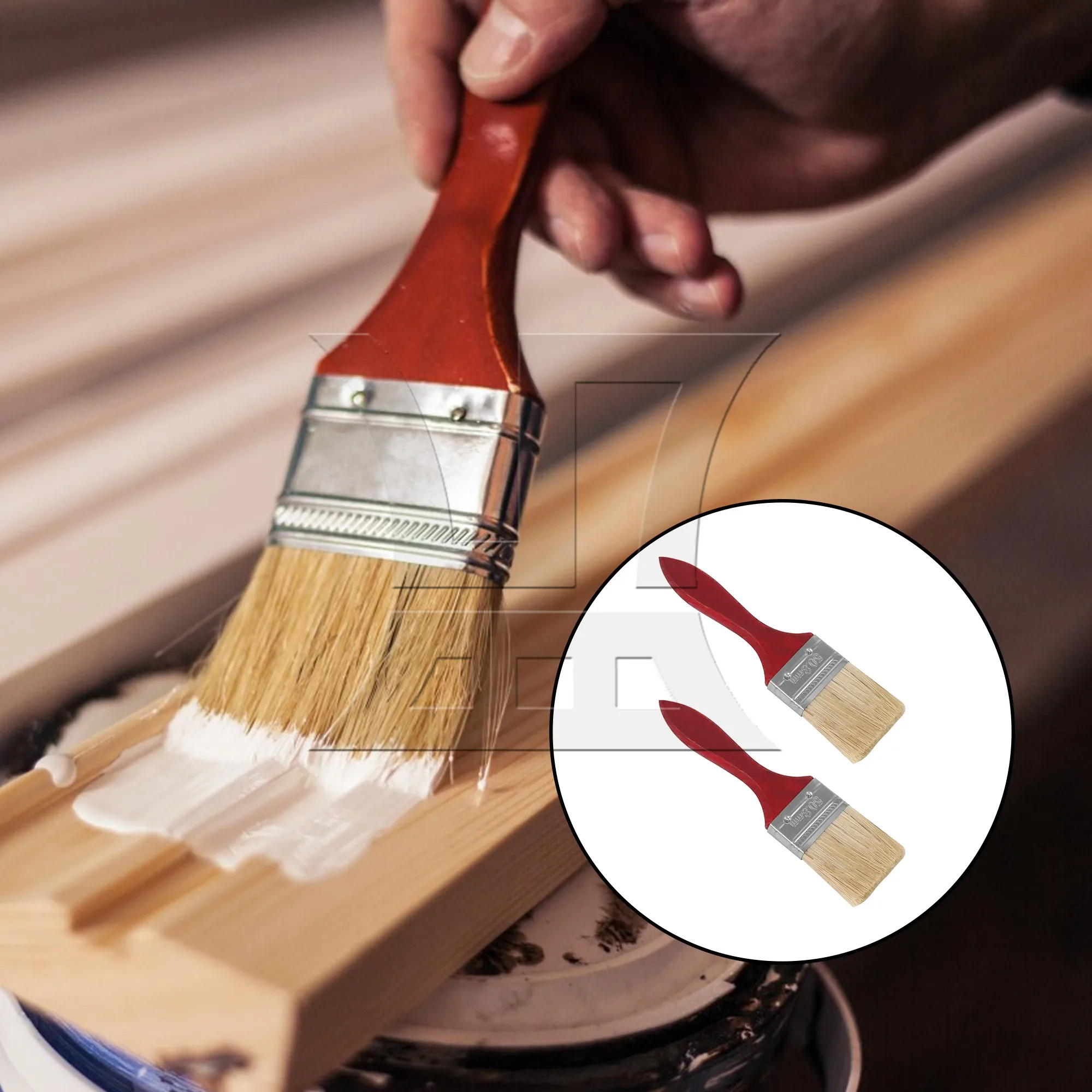 2 Pcs Chip Paint Brushes with Red Handle for House Wall Paints 2inch