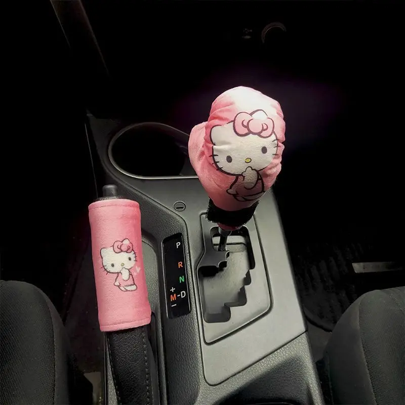 

Hello Kitty's милый автомобильный чехол для ручки переключения передач, рычаг переключения передач, чехол для ручного тормоза, креативные боксерские перчатки, защитный чехол для ручки переключения передач автомобиля