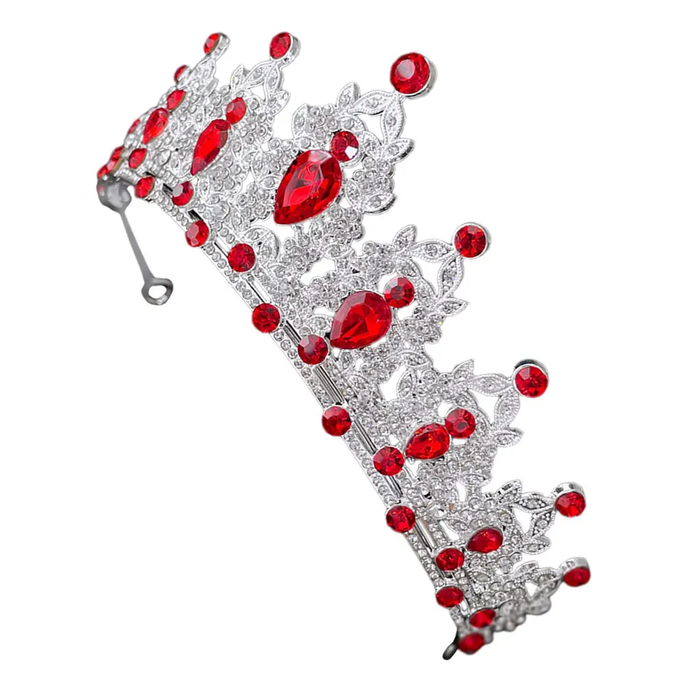 

Baroque Crown Headpiece Red Rhinestone Tiara Bridal for Weddings Birthdays Proms Party Hair Accessory Red Quince Crown