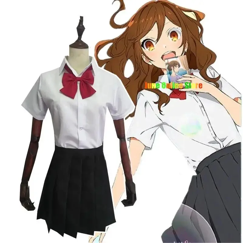 

asdh8@Horimiya hori-san to Miyamura-kun Kyoko Anime Cosplay Costumes Girls School Uniform Top Skirt JK Bag And Wig Shoe Hal