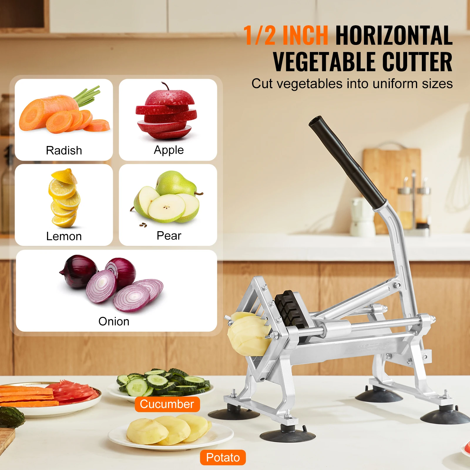 SucceBuy rebanador de verduras comercial cortador de frutas de aleación de aluminio de acero inoxidable rebanador Manual para cebollas patatas limones