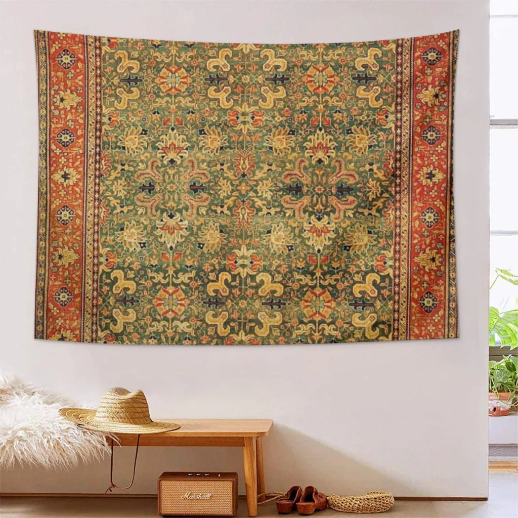 

Home Decoration Tapestry Tabriz Green Orange Rug Print Tapestry Wall Art Tapestries Room Decors