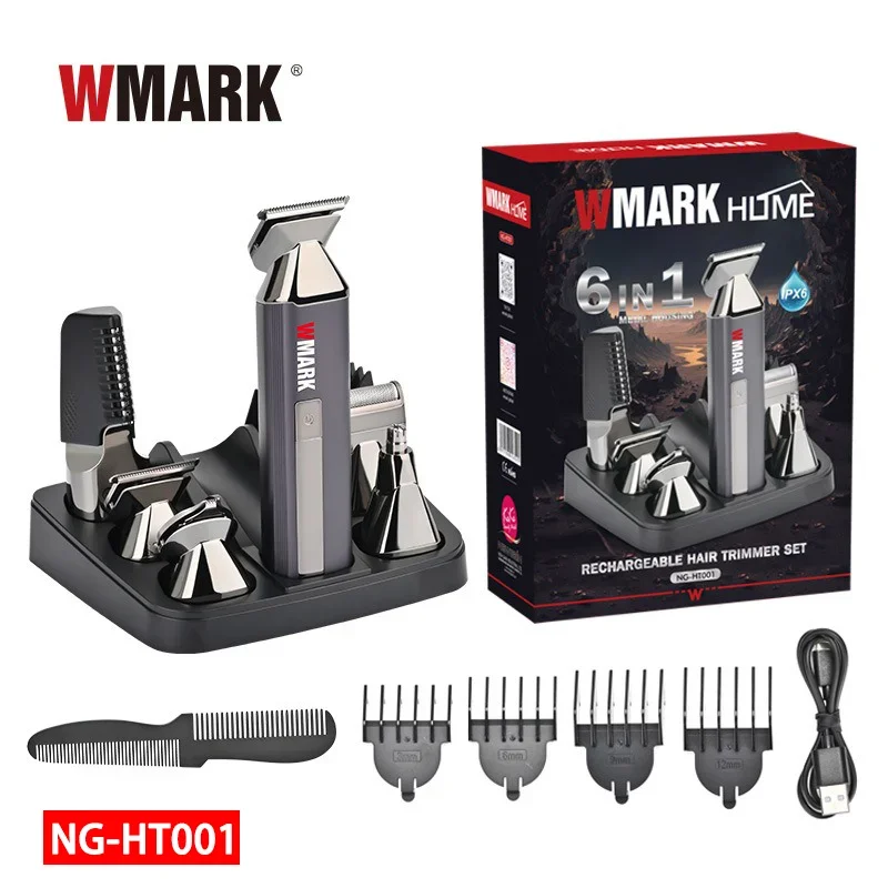 wmark-ng-ht001-6-in-1-rechargeable-hair-trimmer-set-10w-clipper-shaver-nose-ear-body-trimmer-7000rpm-long-endurance