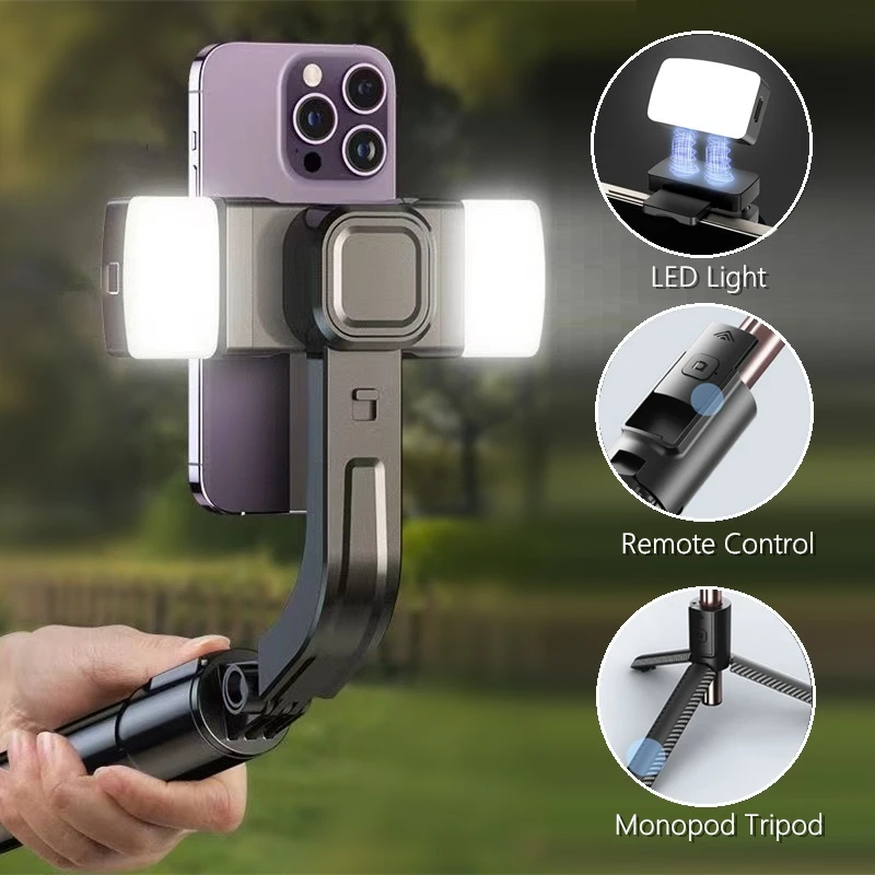 Wireless 1-Axis Gimbal Stabilizer Bluetooth Extendable Tripod for Samsung iPhone Cellphone Smartphone Mobile Travel Selfie Stick