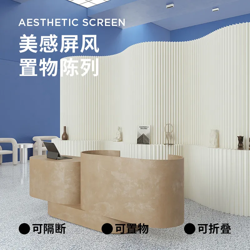 Folding scientist storage paper wall partition screen office porch partition paper wall baffle restaurant room mobile partition